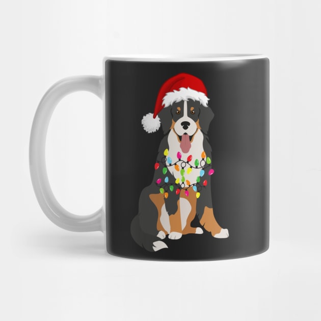 Bernese Holiday Christmas Light - Funny Bernese Mountain Dog Lights Christmas in Santa Hat Holiday Santa by Famgift